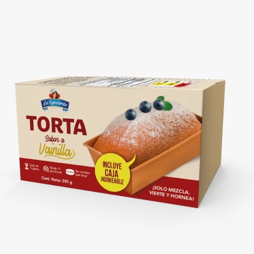 TORTA DE VAINILLA CON CAJA HORNEABLE